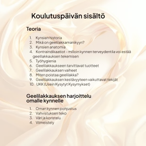 Geelilakkaus vahvistuksella-koulutus 19.09.2026, sopii aloittelijoille!